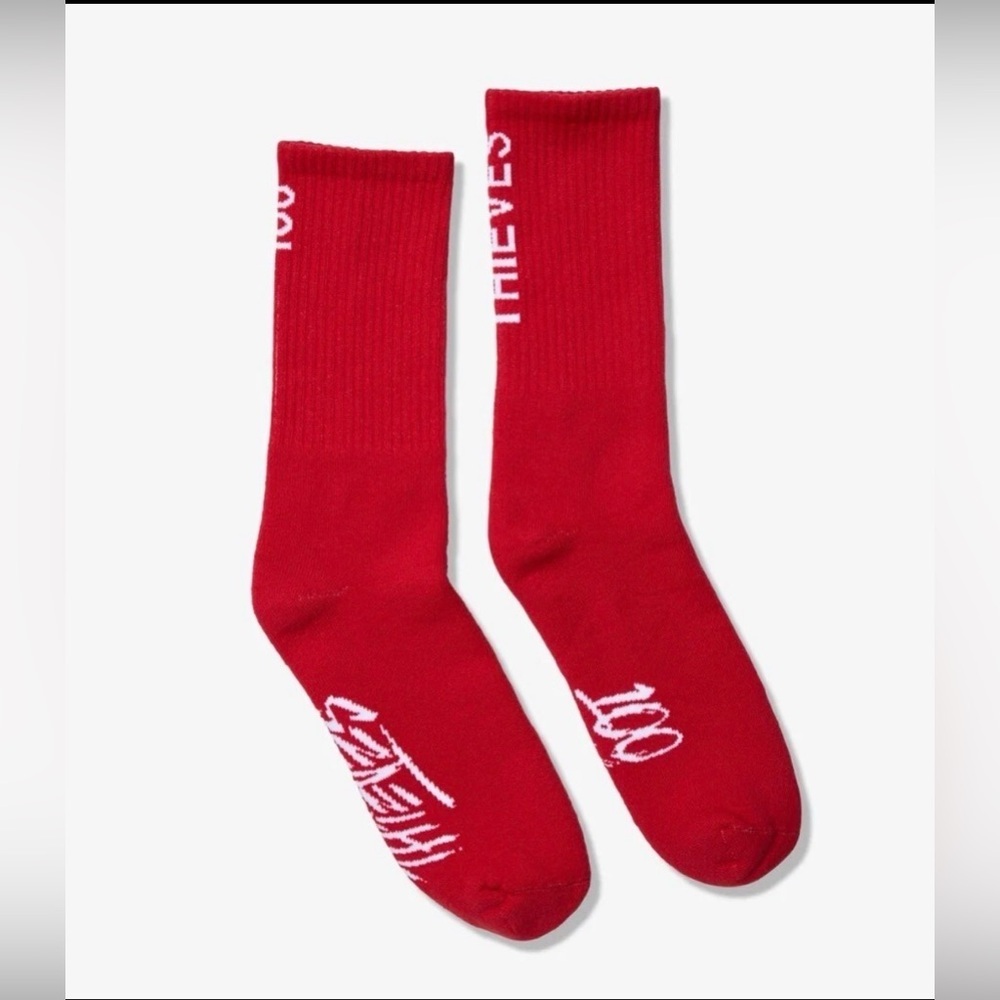 100 Thieves Foundations Crew Socks in red one size